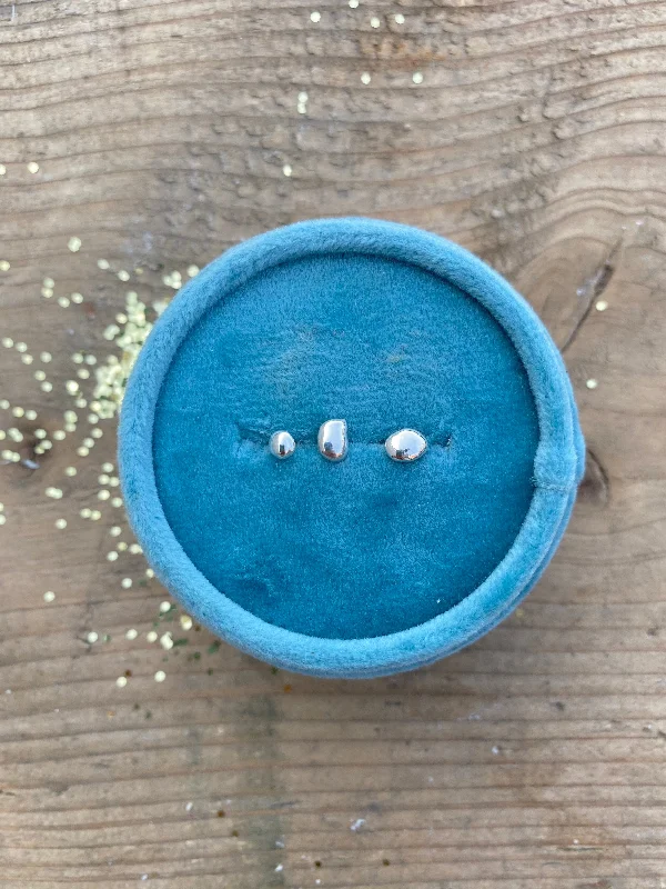 celestial orbit ring set Sterling Silver Pebble Studs