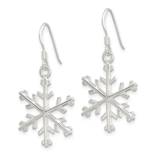 Sterling Silver  Snowflake Dangle Earrings