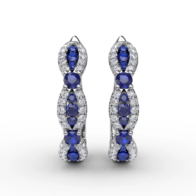 star-shaped cartilage stud earrings Vintage Sapphire and Diamond Hoops