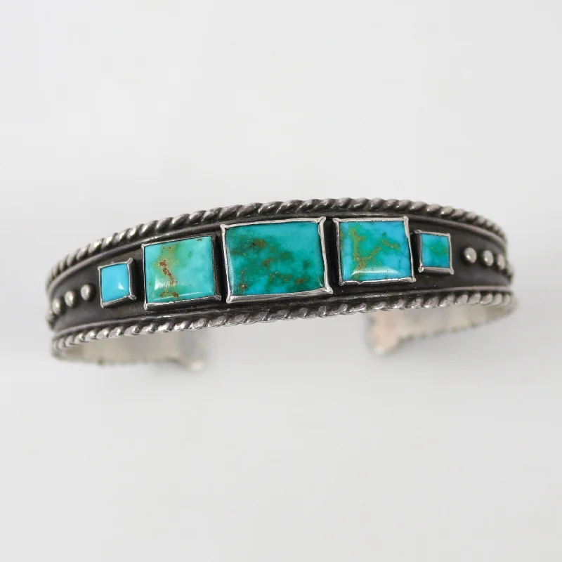 minimalist silver stacking bangles 1940s Blue Gem Turquoise Cuff