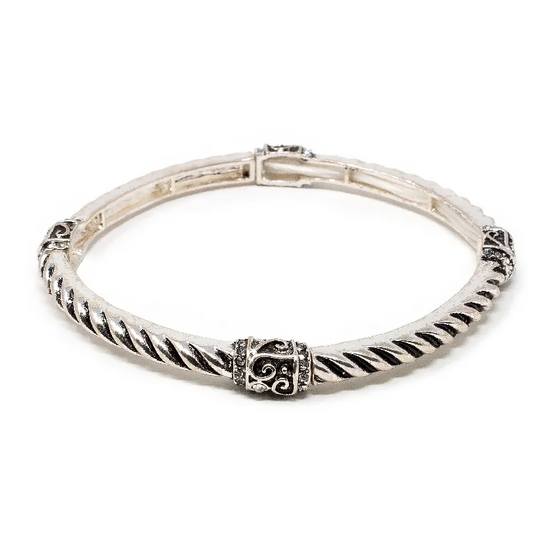 handmade braided hemp bracelet Antique Silver Stretch Bracelet Heart Crystal Stations