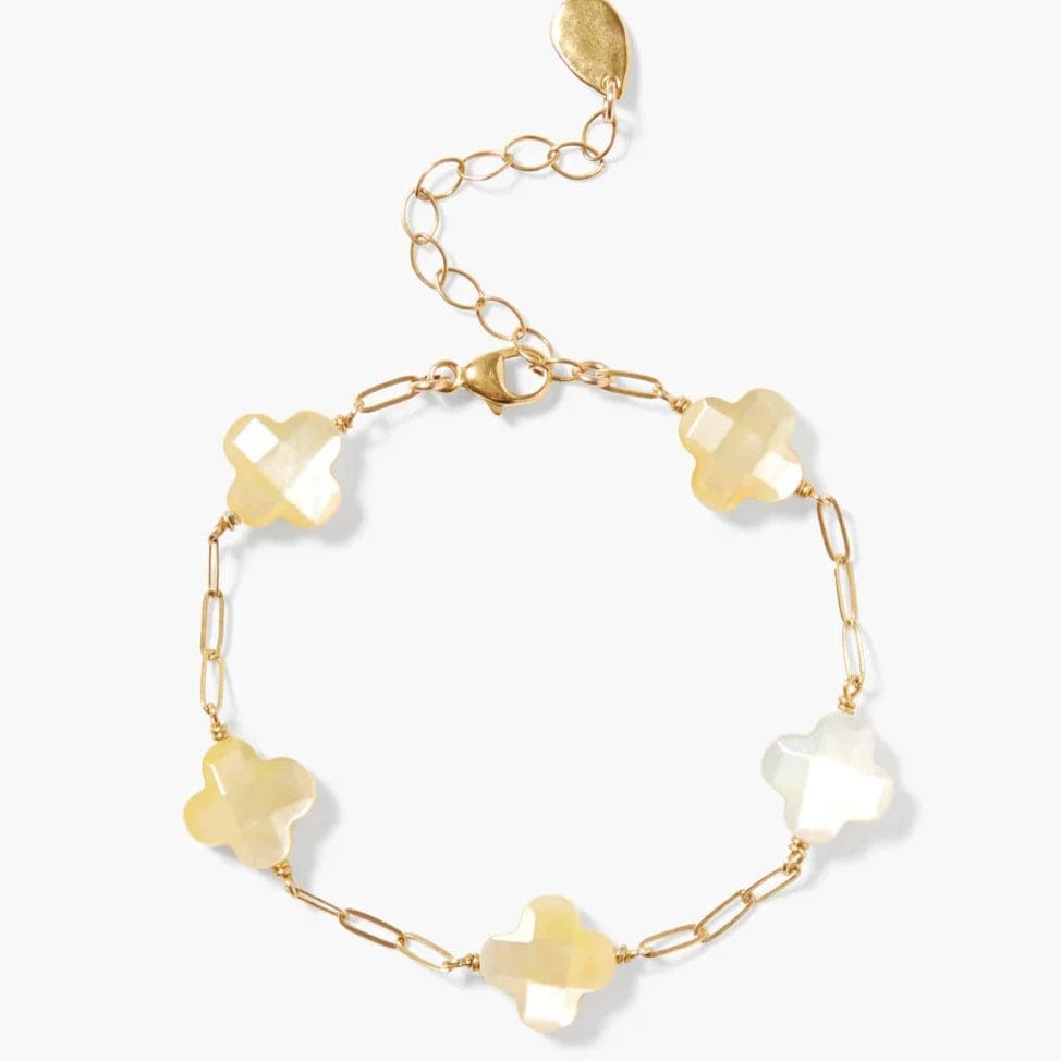 Clover Yellow Mother of Pearl Bracelet