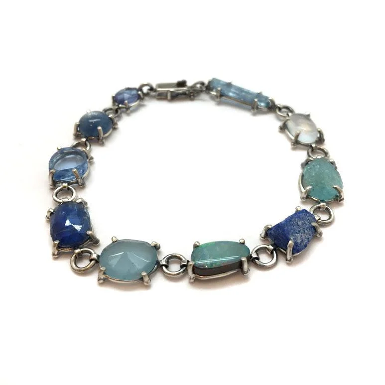 birthstone necklace for mom Blue Gemstone Link Bracelet