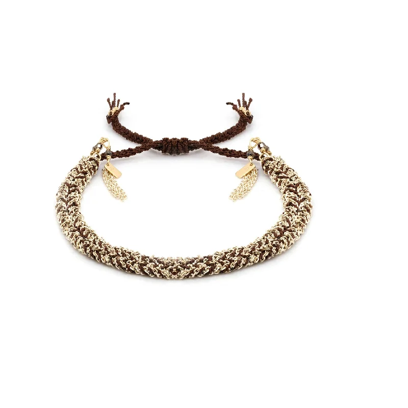 chunky gemstone cuff bracelet Brown Fringe Bracelet