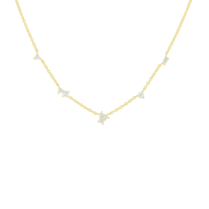 Cluster Necklace - Yellow Gold