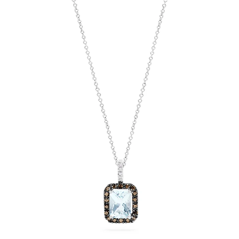 14K White Gold Aquamarine and Diamond Pendant, 2.52 TCW