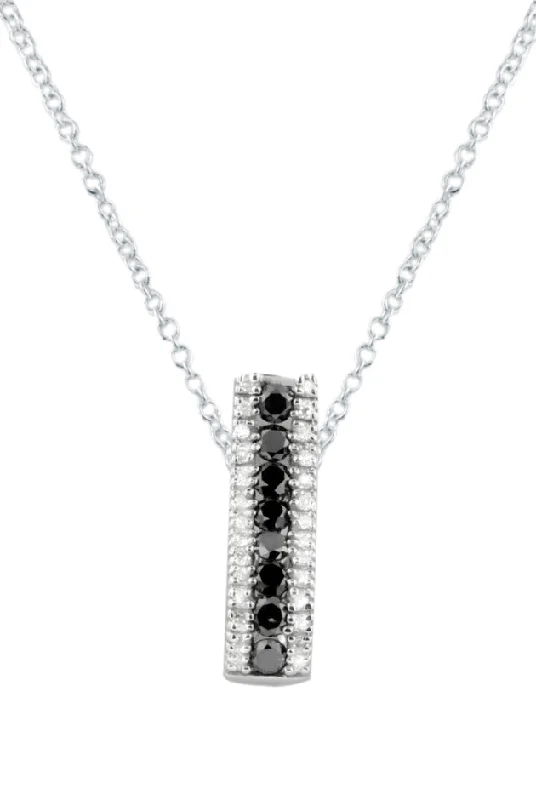 14K White Gold Black and White Diamond Pendant, 0.62 TCW