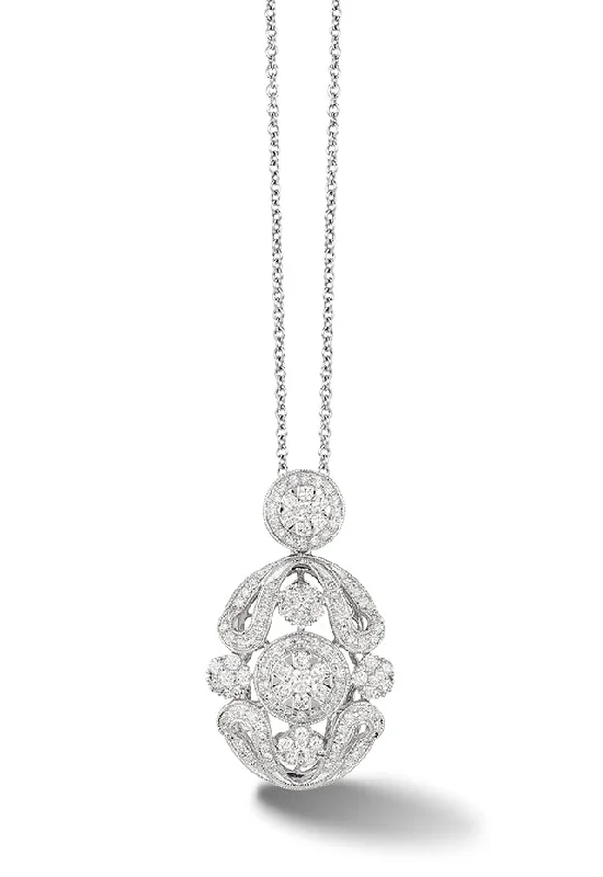 Bouquet 14K White Gold Diamond Filigree Pendant, 1.05 TCW