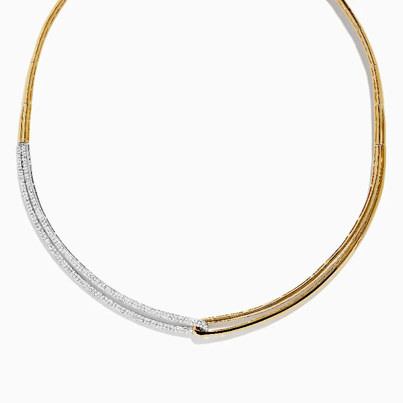 Duo 14K Two Tone Yellow and White Gold Diamond Collar Necklace, 1.37 TCW