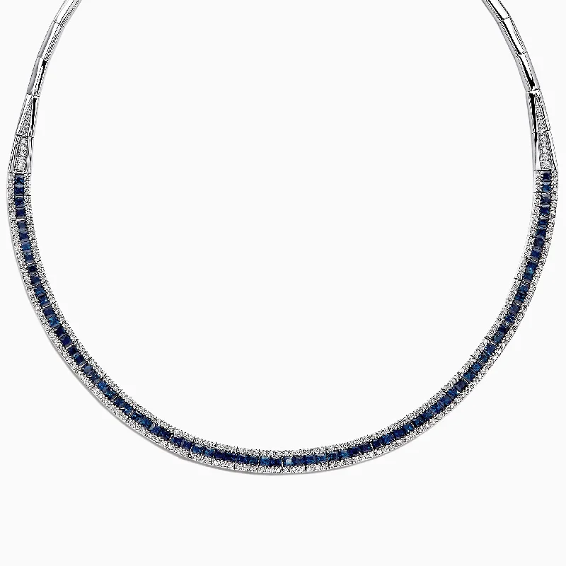 Royale Bleu 14K White Gold Sapphire and Diamond Necklace, 11.21 TCW