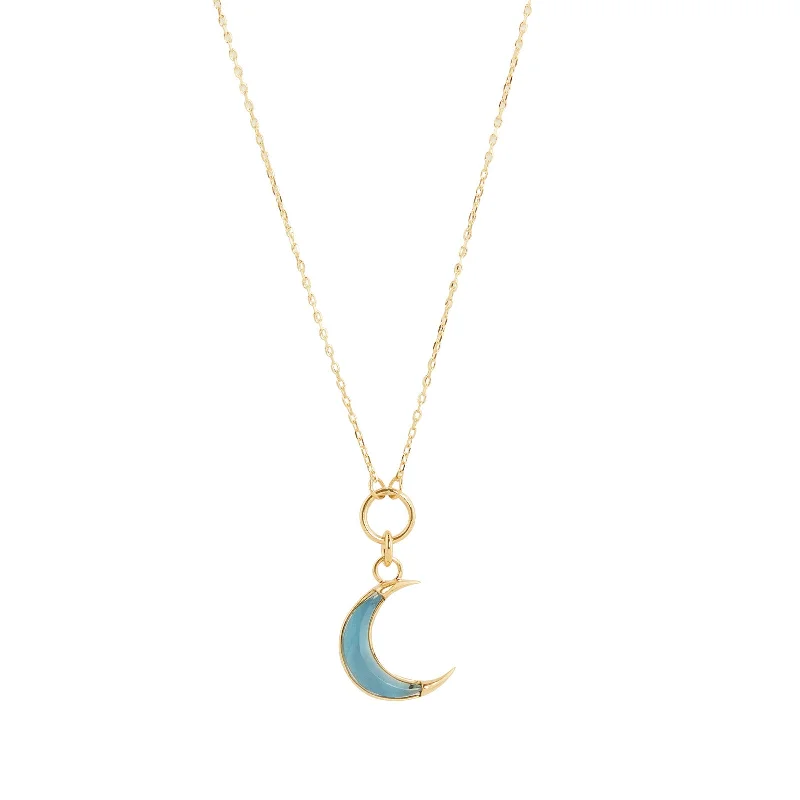 Karma Crescent Fine Layer Necklace - Blue Topaz