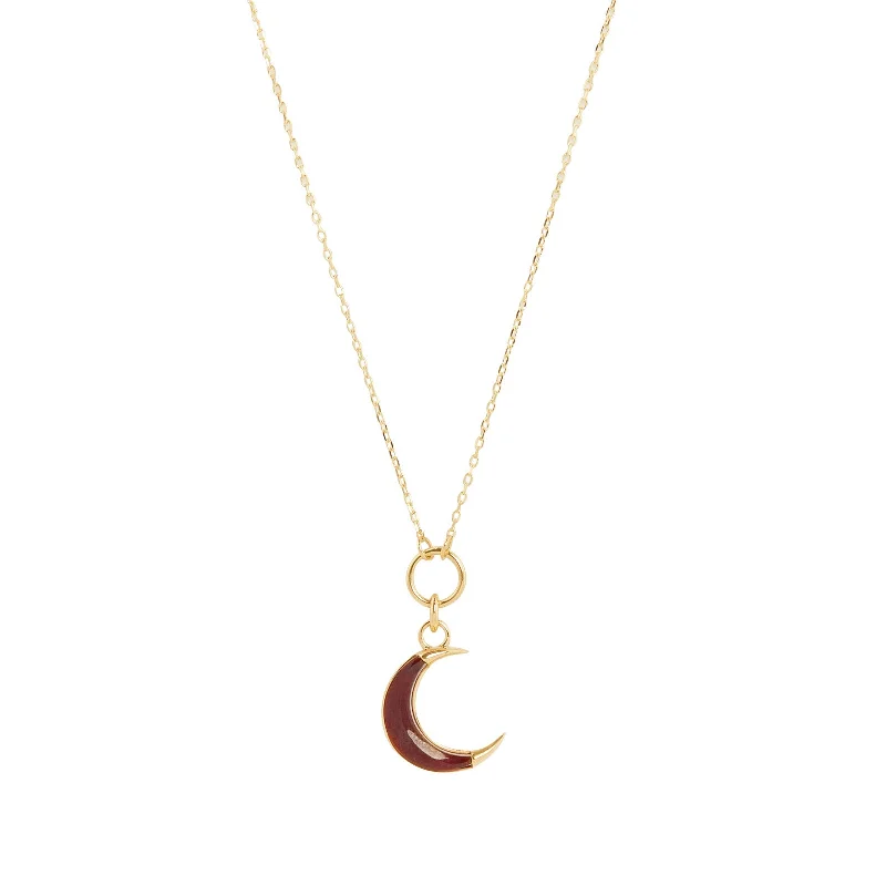 Karma Crescent Fine Layer Necklace - Garnet