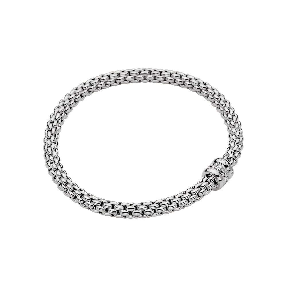 Fope 18K White Gold Solo Collection Diamond Bracelet, Large Size