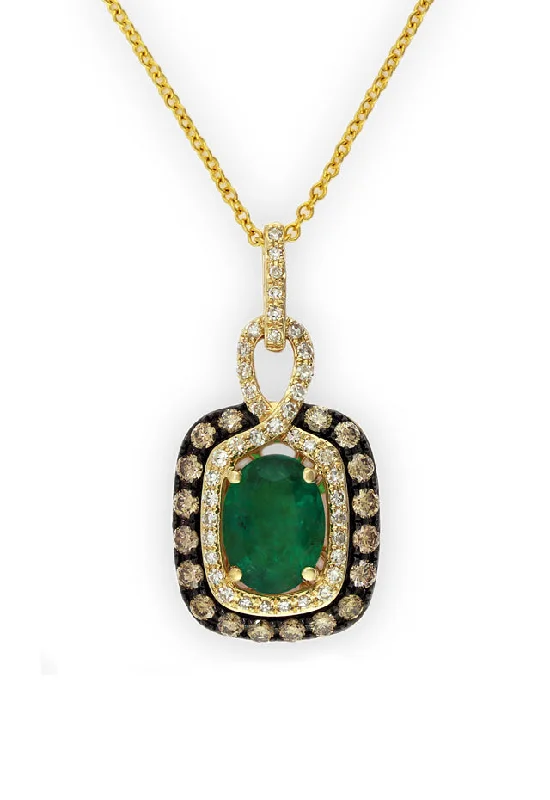 elegant pearl necklace with diamonds Gemma Emerald, Espresso & White Diamond Pendant