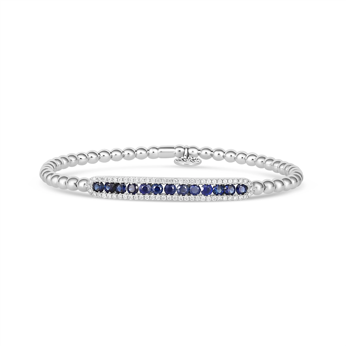 Hulchi Belluni 18K White Gold Sapphire and Diamond Stretch Bracelet