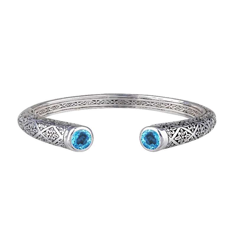 JD B64558BTS BLUE TOPAZ HINGED BRACELET