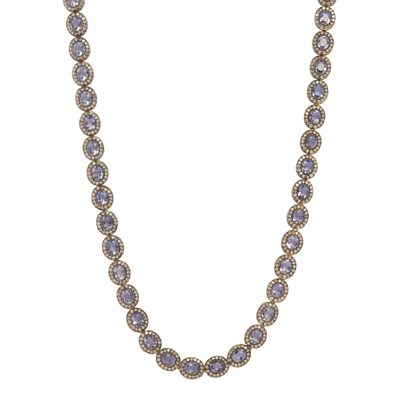 Indo Russian Iolite Flat Oval Link Necklace