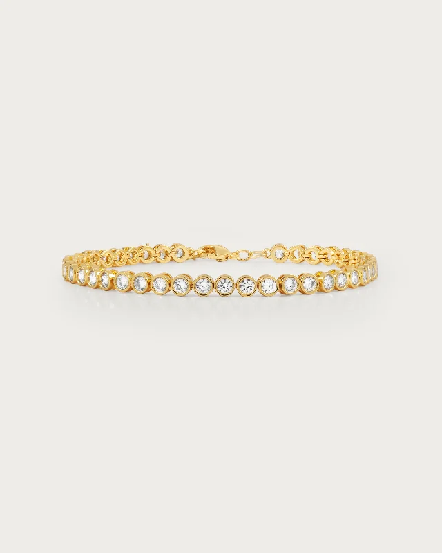 geometric diamond earrings gold Tennis Bracelet in Gold