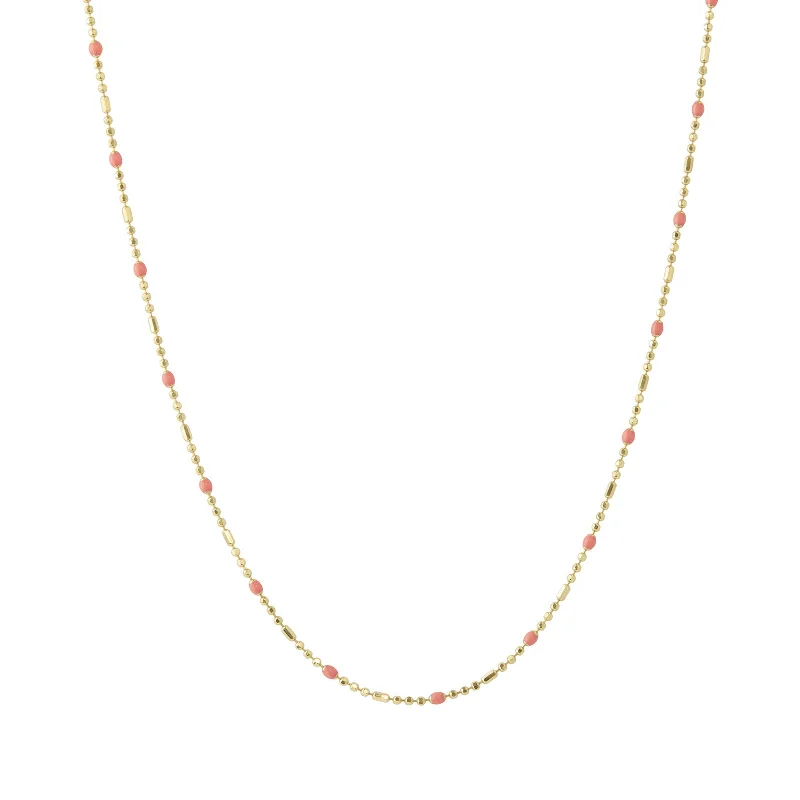 18" Coral Dot Ball Chain Necklace