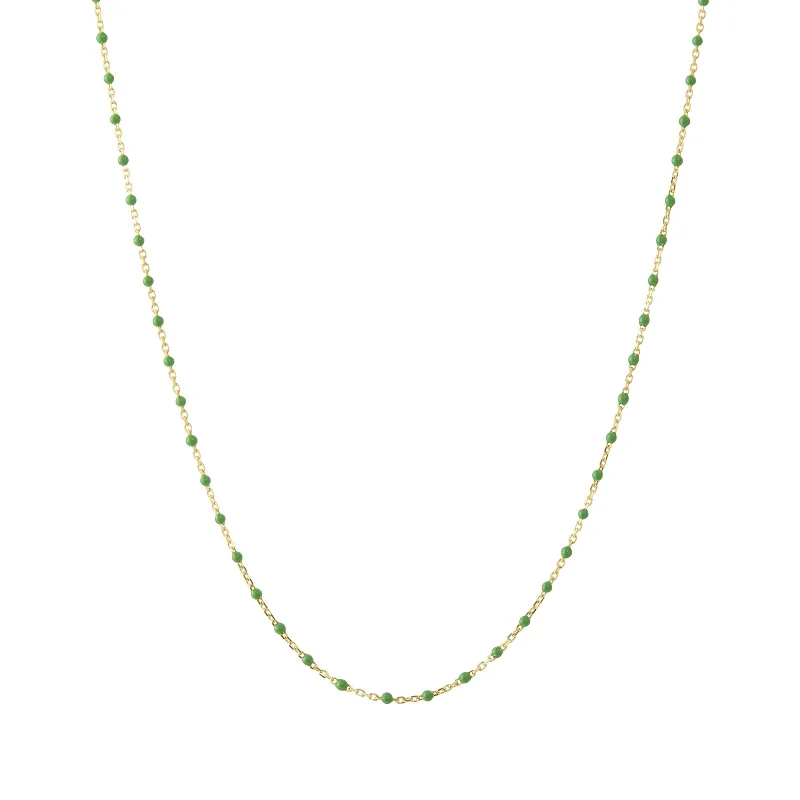 18" Kelly Green Tiny Dot Chain Necklace