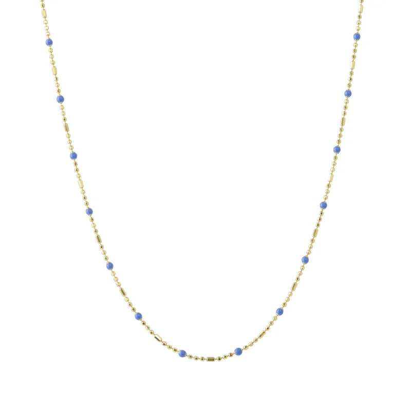 18" Lapis Dot Ball Chain Necklace