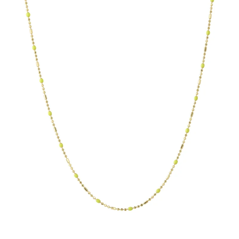 18" Neon Yellow Dot Ball Chain Necklace