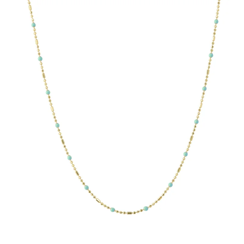 18" Turquoise Dot Ball Chain Necklace