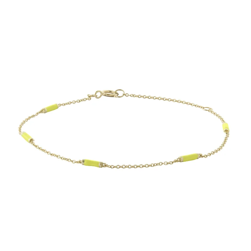 simple crescent moon ring Neon Yellow Bar Chain Bracelet