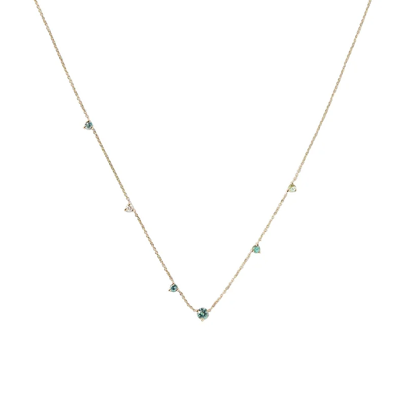 Linear Chain Necklace - Tourmaline and Diamond