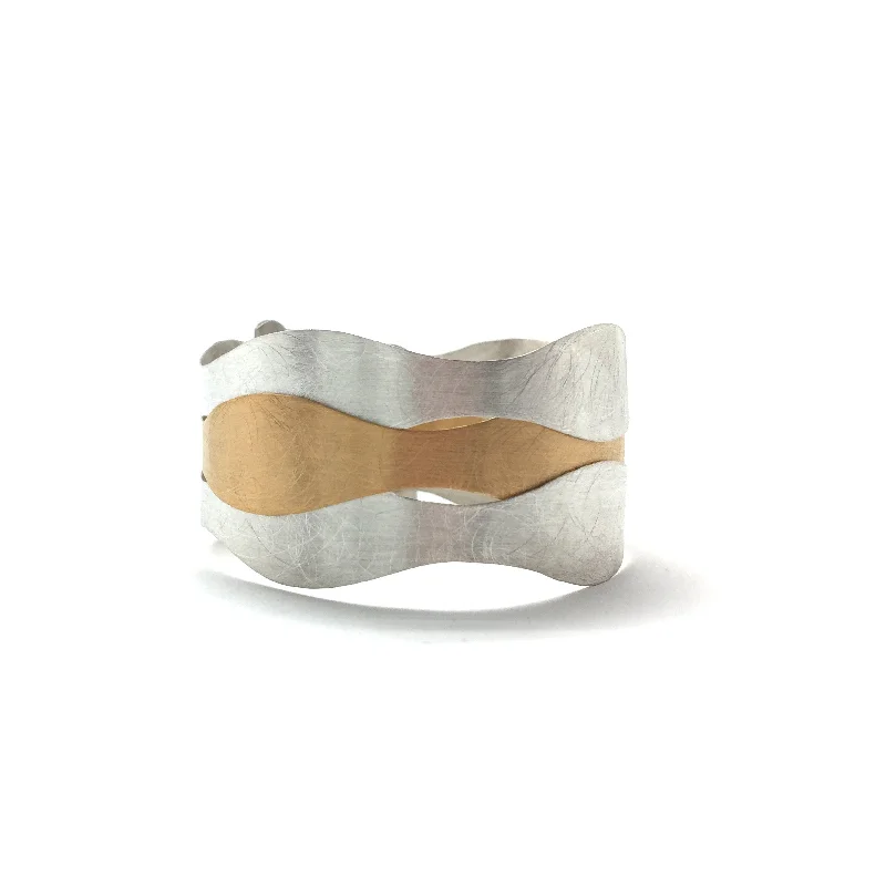simple gold hoop earrings Overlapping Wave Bracelet - Silver/Gold