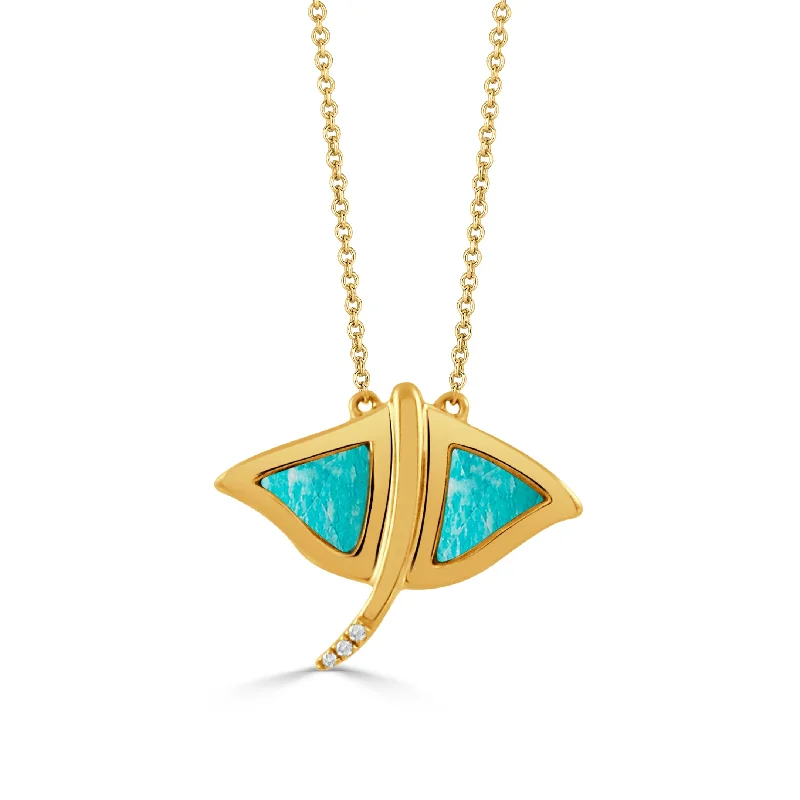 opal and gold earrings 18K YELLOW GOLD DIAMOND NECKLACE WITH AMAZONITE