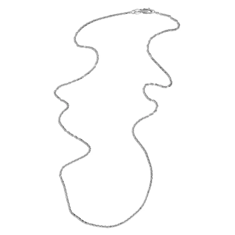 minimalist black diamond studs Cable Chain Necklace, 18 Inches, 14K White Gold