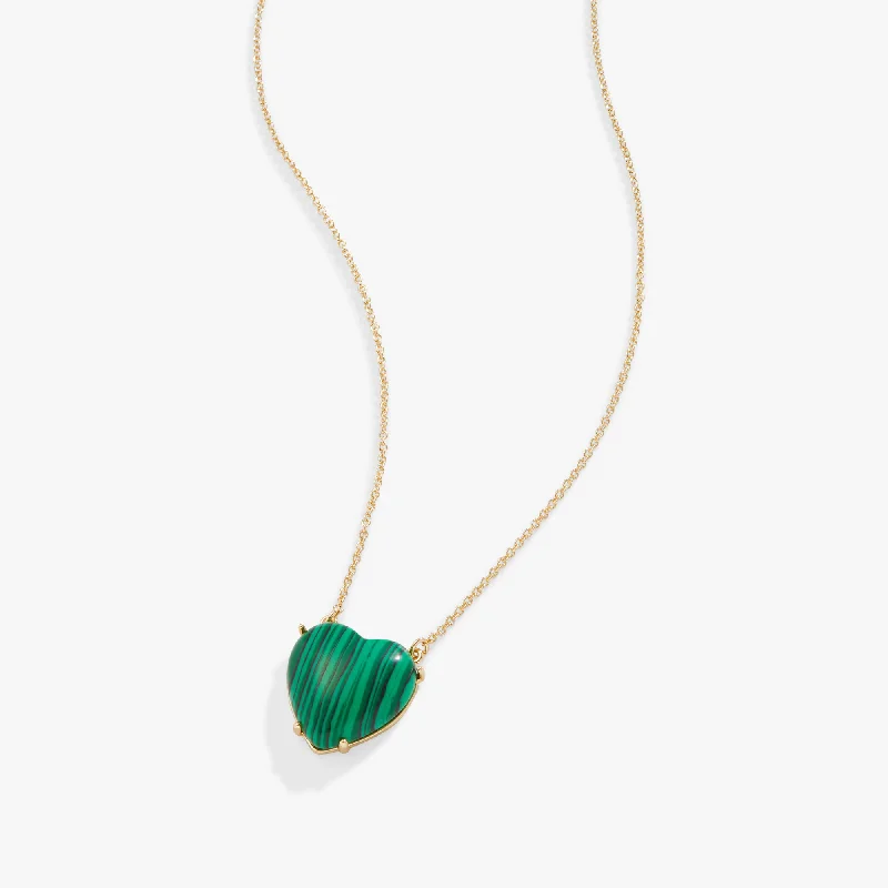 vintage emerald cocktail ring Gemstone Heart Necklace, Reconstituted Malachite