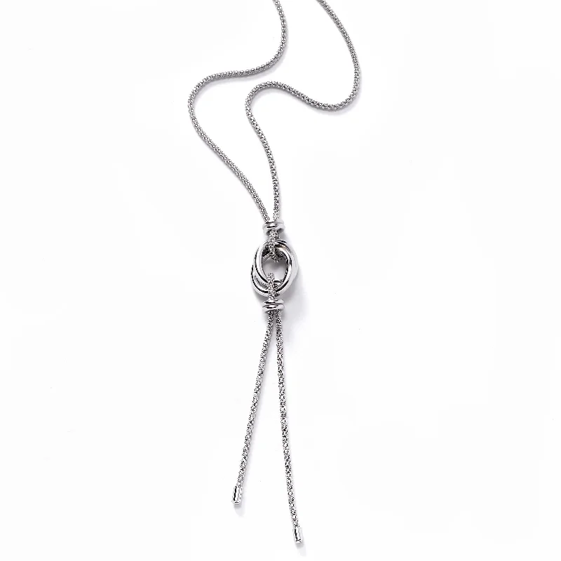 statement gold cuff earrings Interlocking Circles Lariat Style Necklace, 24 Inches, Sterling Silver