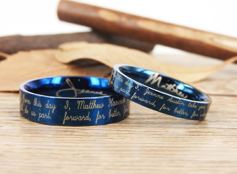 unique crystal bar necklace Handmade Your Marriage Vow & Signature Rings Wedding Rings, Blue Matching Wedding Bands, Titanium Couple Rings Set unique crystal bar necklace Handmade Your Marriage Vow & Signature Rings Wedding Rings, Blue Matching Wedding Bands, Titanium Couple Rings Set