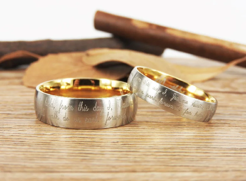 black and gold wedding band Handmade Your Marriage Vow & Signature Rings Wedding Rings, Two Tones Matching Wedding Bands, Titanium Couple Rings Set black and gold wedding band Handmade Your Marriage Vow & Signature Rings Wedding Rings, Two Tones Matching Wedding Bands, Titanium Couple Rings Set