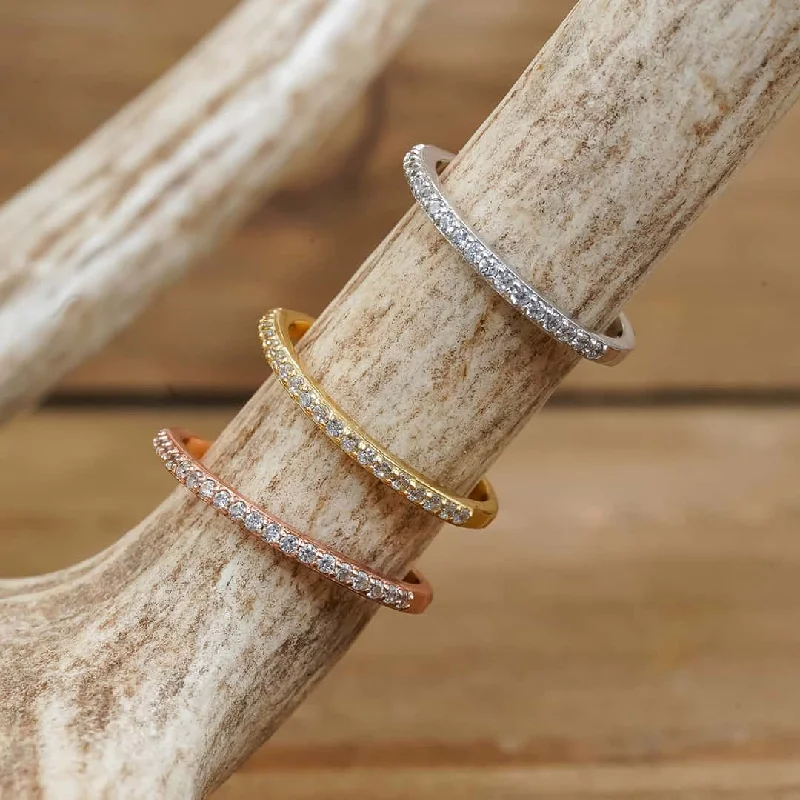 adjustable silver cuff bracelet CZ Stacking Ring