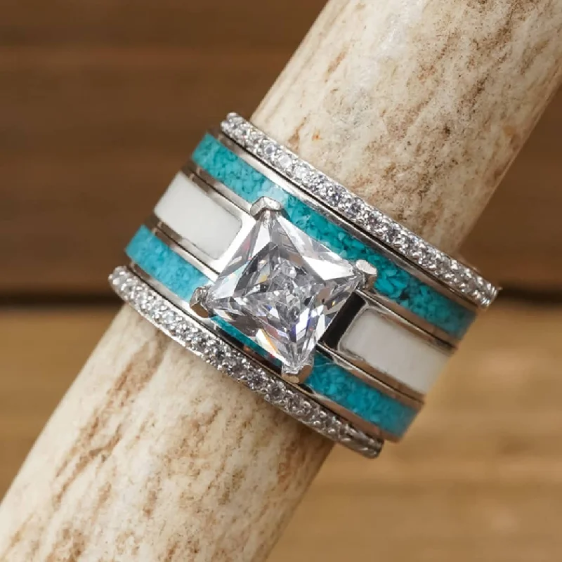 celestial moonstone ring gold The Grand Acadia Ultimate Bridal Stack