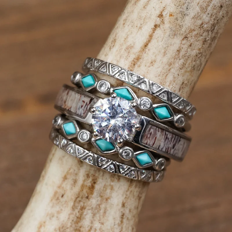 dainty sapphire stacking rings The Chickasaw Ultimate Bridal Stack